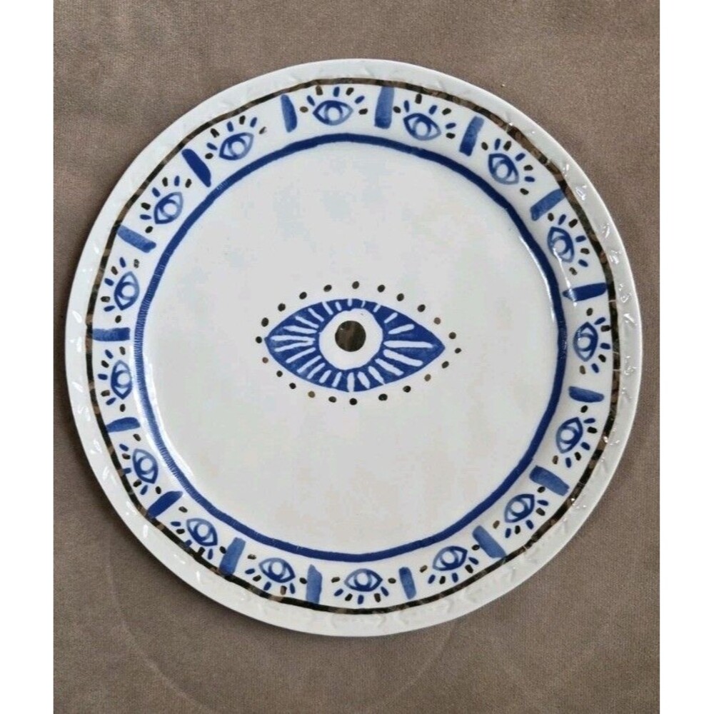 ANTHROPOLOGIE DESSERT SALAD SIDE PLATE PLATTER RITUAL HAMSA EVIL EYE NSIGHT